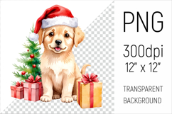 Cute Labrador Retriever Puppy  with Santa Hat. Perfect for sublimation, greeting cards, stickers, planners, DIY gifts, and all your holiday projects!