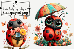 Whimsical Cute Ladybug Clipart PNG Watercolor png Product Image 1
