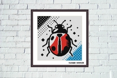 Cute ladybug geometric style easy cross stitch pattern - Tango Stitch