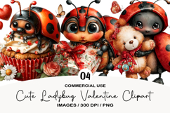 Cute Ladybug Valentine Clipart Product Image 1