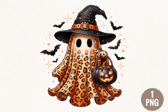 Cute Leopard Print Halloween Ghost PNG Product Image 1