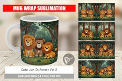Mug Wrap Design Cartoon Lion in Forest Product Image 1
