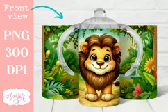 Cute lion sippy cup sublimation PNG, Kids 12oz tumbler PNG Product Image 1