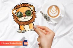 Cute Lion with Sunglasses Sticker, Funny Animal Sticker Product Image 1