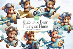 Cute Little Bear Flying on Plane Sublimation Product Image 1