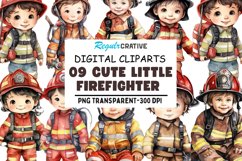 Cute Little Firefighter Watercolor Sublimation Clipart Product Image 1
