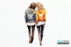 Best Friends Couple Watercolor PNG Clipart Product Image 1