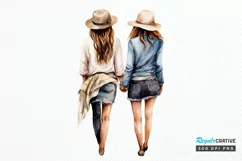 Best Friends Couple Watercolor PNG Clipart Product Image 1