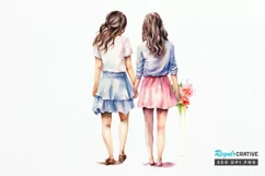 Best Friends Couple Watercolor PNG Clipart Product Image 1