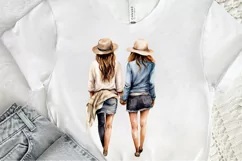 Best Friends Couple Watercolor PNG Clipart Product Image 2