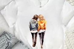 Best Friends Couple Watercolor PNG Clipart Product Image 2
