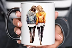 Best Friends Couple Watercolor PNG Clipart Product Image 3