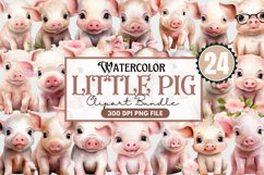 Cute Little Pig Watercolor Sublimation Clipart Product Image 1