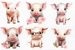 Cute Little Pig Watercolor Sublimation Clipart Product Image 5