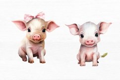 Cute Little Pig Watercolor Sublimation Clipart Product Image 3