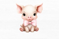 Cute Little Pig Watercolor Sublimation Clipart Product Image 4