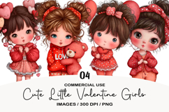 Cute Little Valentine Girls Clipart Product Image 1