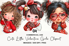 Cute Little Valentine Girls Clipart Product Image 1