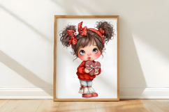 Cute Little Valentine Girls Clipart Product Image 3