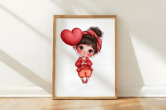 Cute Little Valentine Girls Clipart Product Image 3