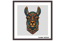 Cute llama geometric design cross stitch pattern - Tango Stitch