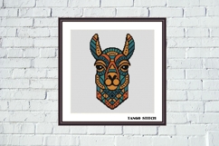 Cute llama geometric design cross stitch pattern - Tango Stitch