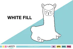 Cute standing llama outline with simple face and fluffy body