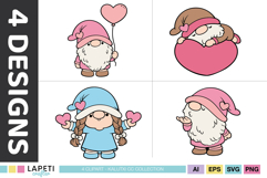 Adorable love gnome illustrations for scrapbooking and cardmaking