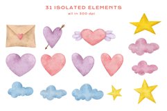 Cute Love Valentines Day Watercolor Clipart png donuts art