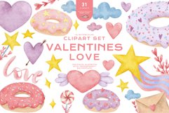 Cute Love Valentines Day Watercolor Clipart png donuts art