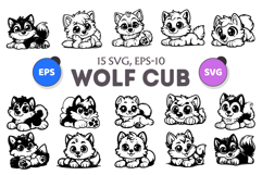 Cute lying wolf cub. SVG. Product Image 1