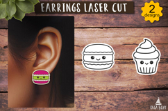 Cute Macaron Cupcake Earrings SVG Kawaii Laser cut