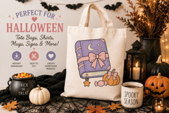 Cute Magic Spell Book SVG with Bow, Pumpkin &amp; Candy Product Image 3