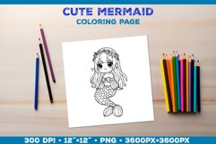 Mermaid Printable Coloring Page. Mermaid Coloring Book Product Image 1