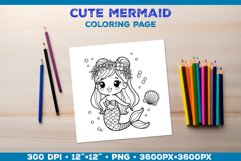 Mermaid Printable Coloring Page. Mermaid Coloring Book Product Image 1