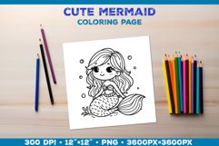Mermaid Printable Coloring Page. Mermaid Coloring Book Product Image 1