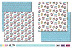 Ocean themed baby girl digital paper for scrapbook memory keeping projects