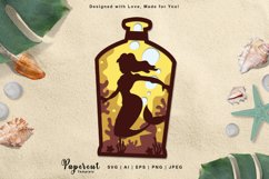 Mermaid Trapped in Bottle 3D Layered SVG Papercut Craft Product Image 1