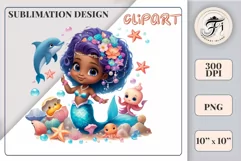 Explore our delightful mermaid watercolor clipart, perfect for invitations, greeting cards, scrapbooking, and seasonal crafts. Ideal for sublimation designs on transparent backgrounds, as well as birthday cards, T-shirt designs, children's prints and deco