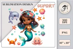 Explore our delightful mermaid watercolor clipart, perfect for invitations, greeting cards, scrapbooking, and seasonal crafts. Ideal for sublimation designs on transparent backgrounds, as well as birthday cards, T-shirt designs, children's prints and deco