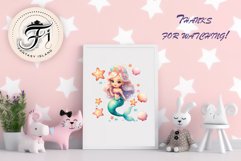 Explore our delightful mermaid watercolor clipart, perfect for invitations, greeting cards, scrapbooking, and seasonal crafts. Ideal for sublimation designs on transparent backgrounds, as well as birthday cards, T-shirt designs, children&#039;s prints and deco