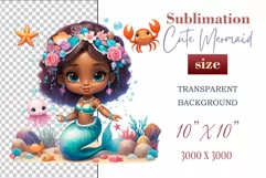Explore our delightful mermaid watercolor clipart, perfect for invitations, greeting cards, scrapbooking, and seasonal crafts. Ideal for sublimation designs on transparent backgrounds, as well as birthday cards, T-shirt designs, children's prints and deco