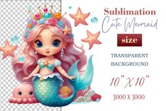 Explore our delightful mermaid watercolor clipart, perfect for invitations, greeting cards, scrapbooking, and seasonal crafts. Ideal for sublimation designs on transparent backgrounds, as well as birthday cards, T-shirt designs, children&#039;s prints and deco