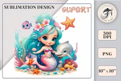 Explore our delightful mermaid watercolor clipart, perfect for invitations, greeting cards, scrapbooking, and seasonal crafts. Ideal for sublimation designs on transparent backgrounds, as well as birthday cards, T-shirt designs, children's prints and deco