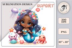 Explore our delightful mermaid watercolor clipart, perfect for invitations, greeting cards, scrapbooking, and seasonal crafts. Ideal for sublimation designs on transparent backgrounds, as well as birthday cards, T-shirt designs, children&#039;s prints and deco