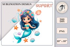 Explore our delightful mermaid watercolor clipart, perfect for invitations, greeting cards, scrapbooking, and seasonal crafts. Ideal for sublimation designs on transparent backgrounds, as well as birthday cards, T-shirt designs, children&#039;s prints and deco