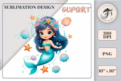 Explore our delightful mermaid watercolor clipart, perfect for invitations, greeting cards, scrapbooking, and seasonal crafts. Ideal for sublimation designs on transparent backgrounds, as well as birthday cards, T-shirt designs, children's prints and deco