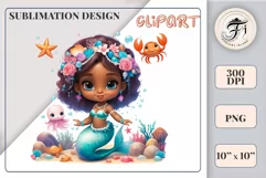 Explore our delightful mermaid watercolor clipart, perfect for invitations, greeting cards, scrapbooking, and seasonal crafts. Ideal for sublimation designs on transparent backgrounds, as well as birthday cards, T-shirt designs, children's prints and deco