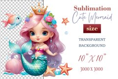Explore our delightful mermaid watercolor clipart, perfect for invitations, greeting cards, scrapbooking, and seasonal crafts. Ideal for sublimation designs on transparent backgrounds, as well as birthday cards, T-shirt designs, children&#039;s prints and deco