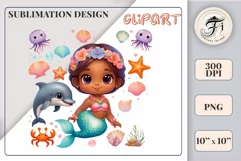 Explore our delightful mermaid watercolor clipart, perfect for invitations, greeting cards, scrapbooking, and seasonal crafts. Ideal for sublimation designs on transparent backgrounds, as well as birthday cards, T-shirt designs, children's prints and deco